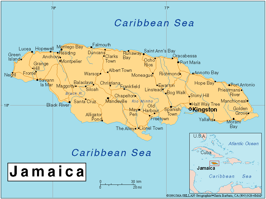 jamaique villes carte